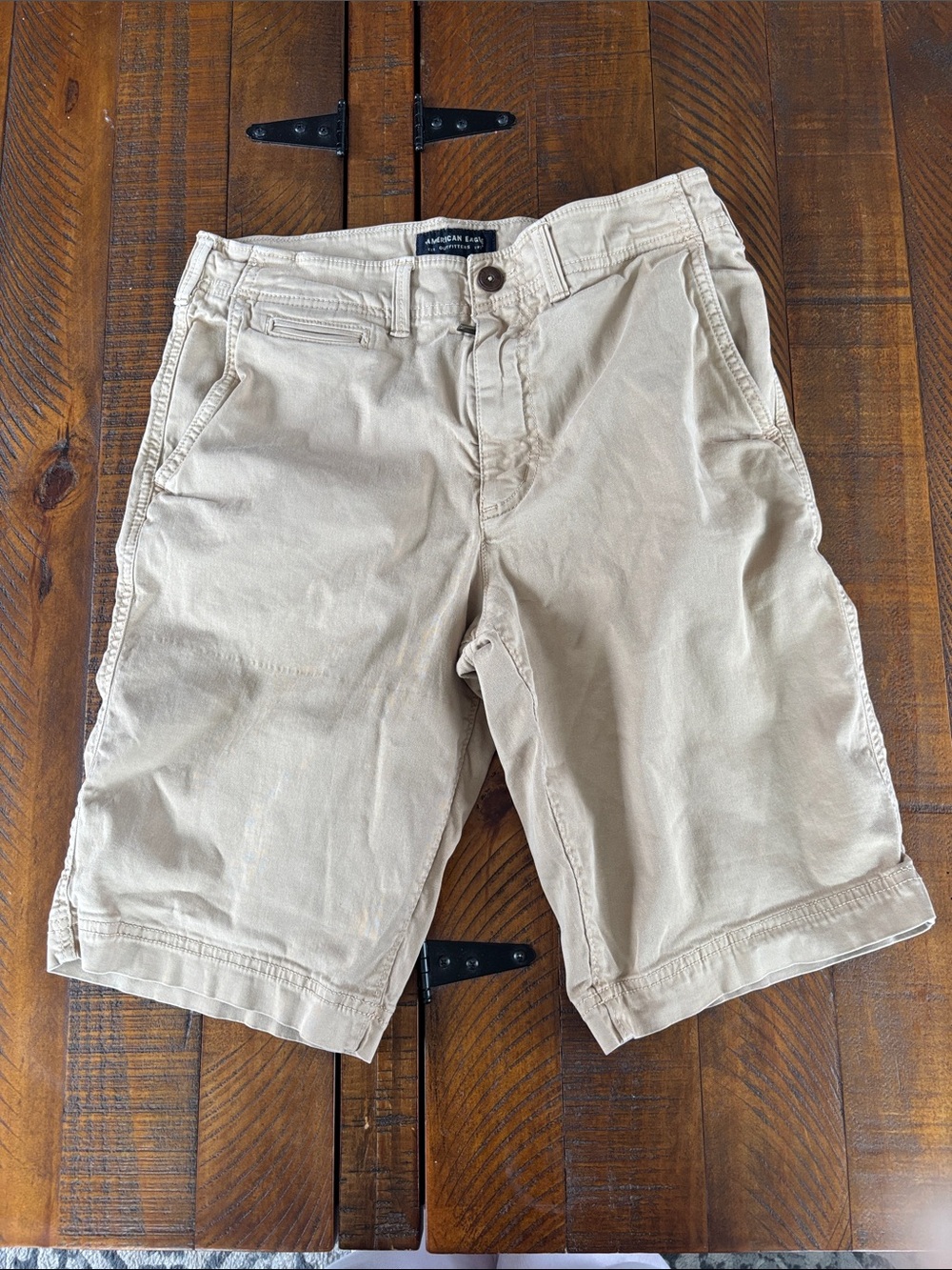American Eagle Outfitters Khaki Flat-Front Chino Shorts